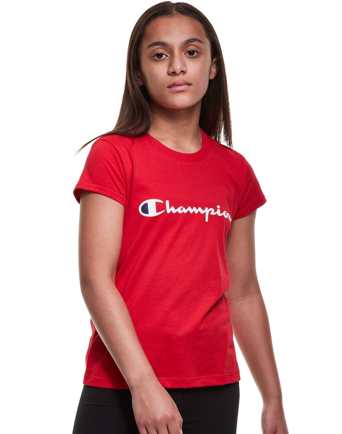 Camiseta Champion Niña - Classic Script Logo ( Rojas ) 8715926-XE